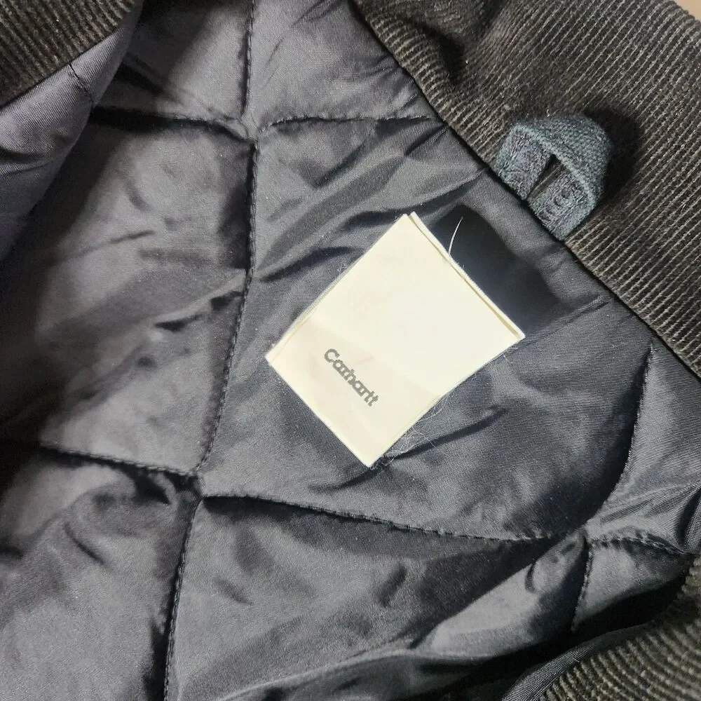 Carhartt Jacket Mens 46 Regular Black Quilted Workwear Canvas Insulated 14806